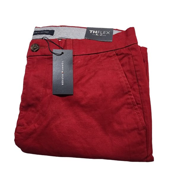 Tommy Hilfiger Men's Chino Pants Custom Fit‎ THFLEX Dark Red Size 32x30 - Picture 10 of 10
